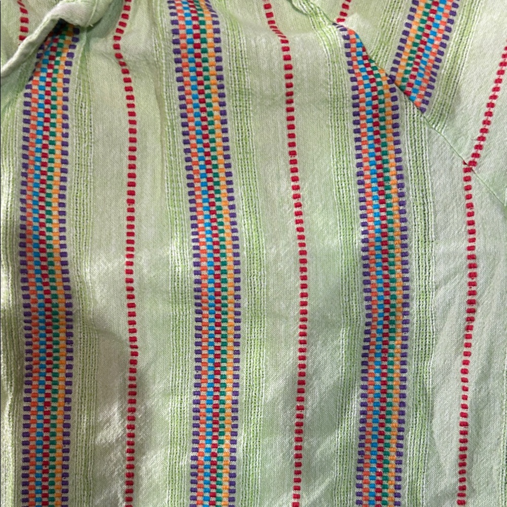 Ivy Jane Green Striped Blouse size lg - Picture 3 of 4